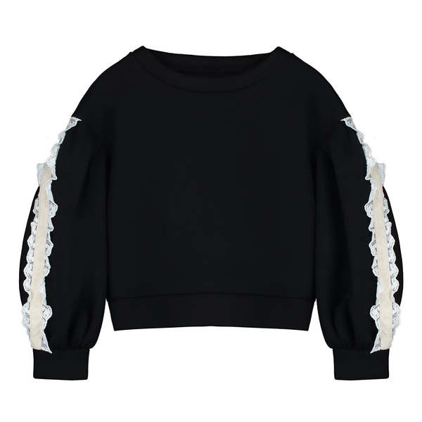 KIDS Little Creative Factory Neoprene Lace Balloon Sweatshirt - Black