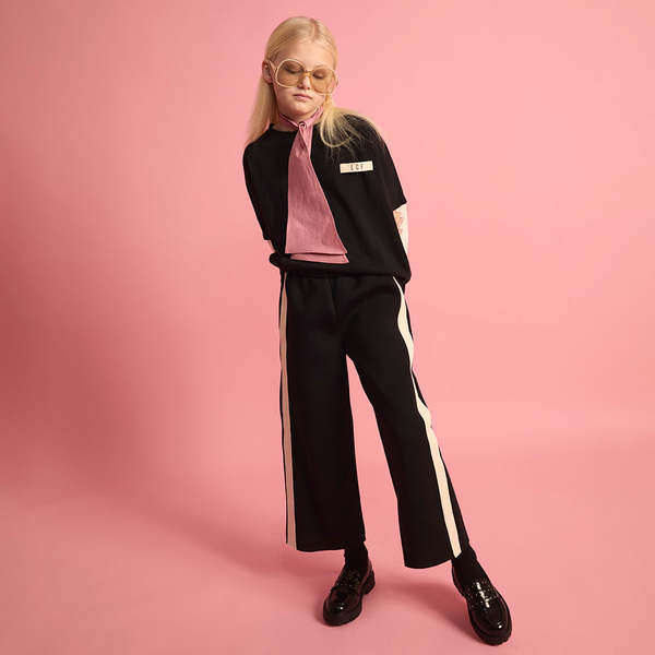 KIDS Little Creative Factory Neoprene Striped Pants - Black