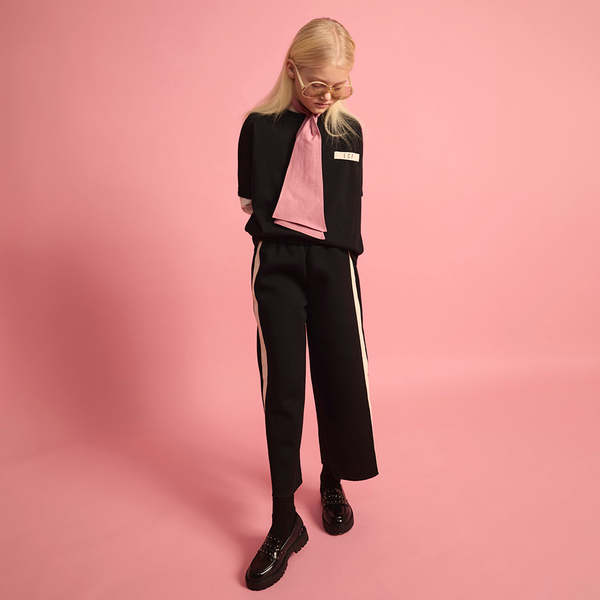 KIDS Little Creative Factory Neoprene Striped Pants - Black