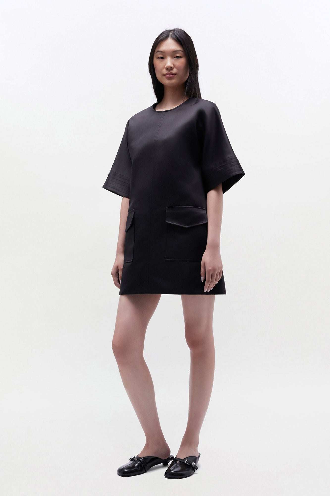 Ganni Duchesse Satin Boxy Kimono Mini Dress | Garmentory
