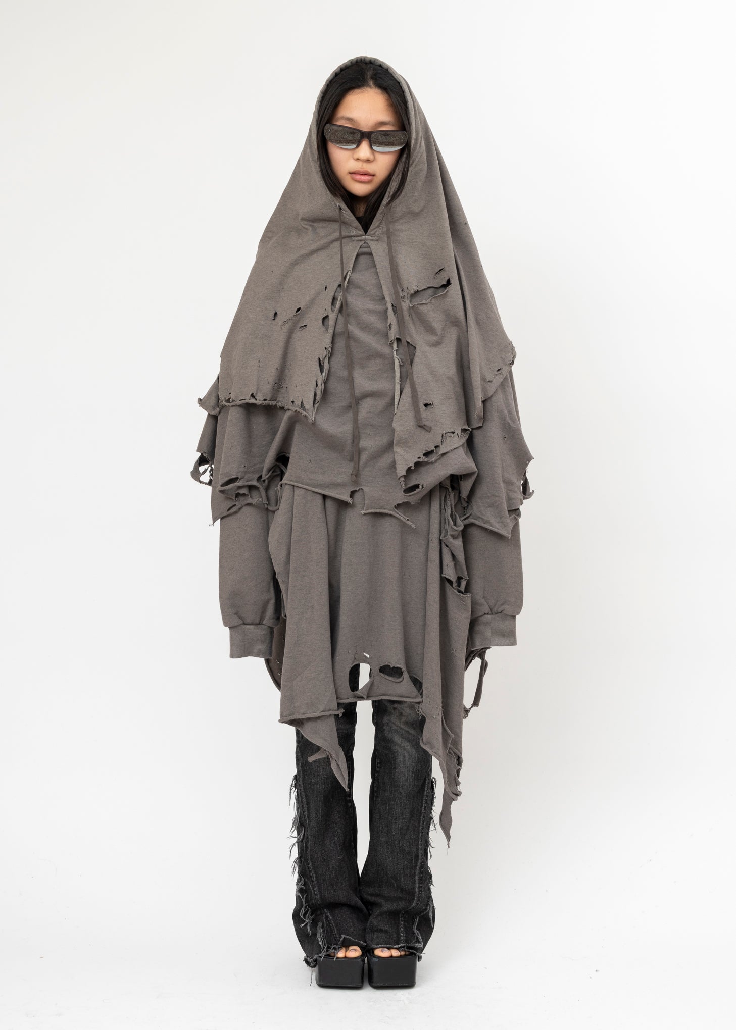 Doublet Phantom Frayed Hoodie - Gray | Garmentory