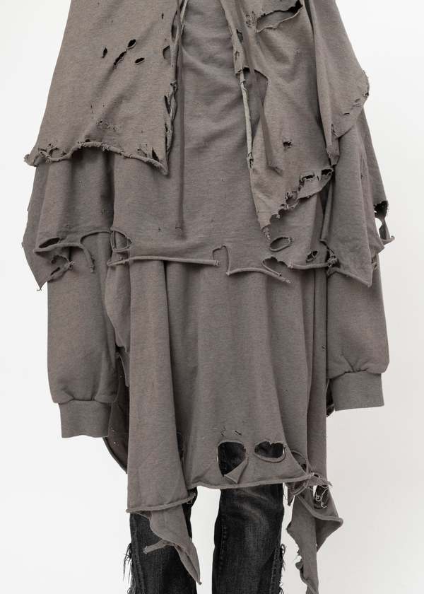 Doublet Phantom Frayed Hoodie - Gray | Garmentory