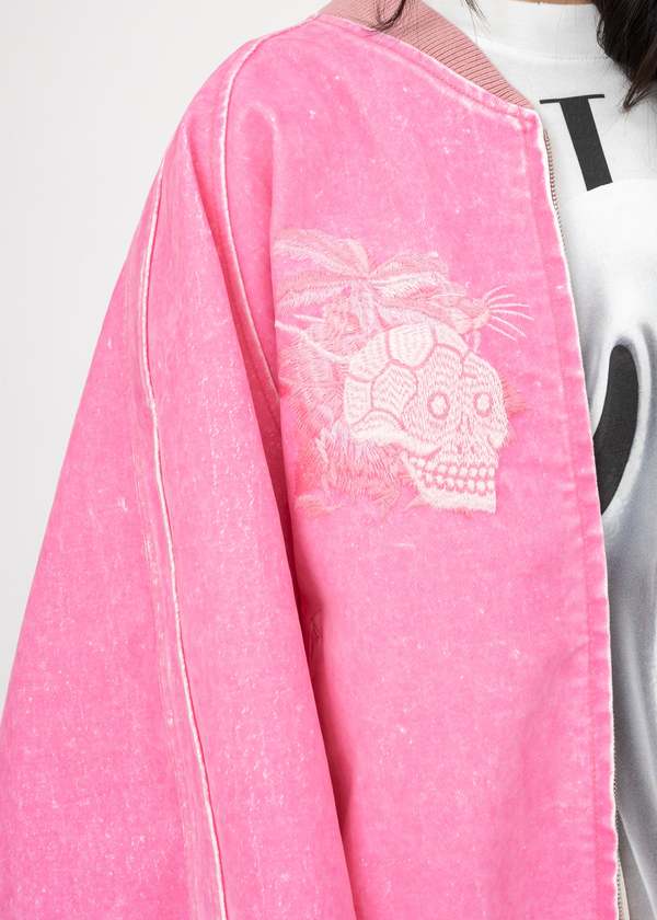 Doublet Flocked Denim Souvenir Jacket - Pink | Garmentory