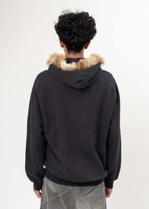 Doublet Furry Collar Zip-Up Hoodie - Black | Garmentory