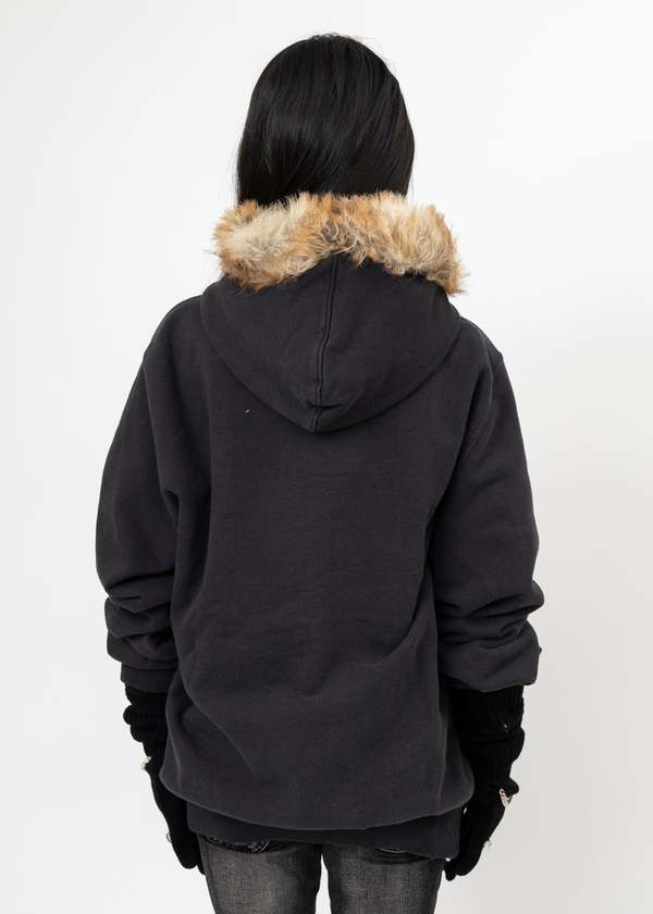 Doublet Furry Collar Zip-Up Hoodie - Black | Garmentory