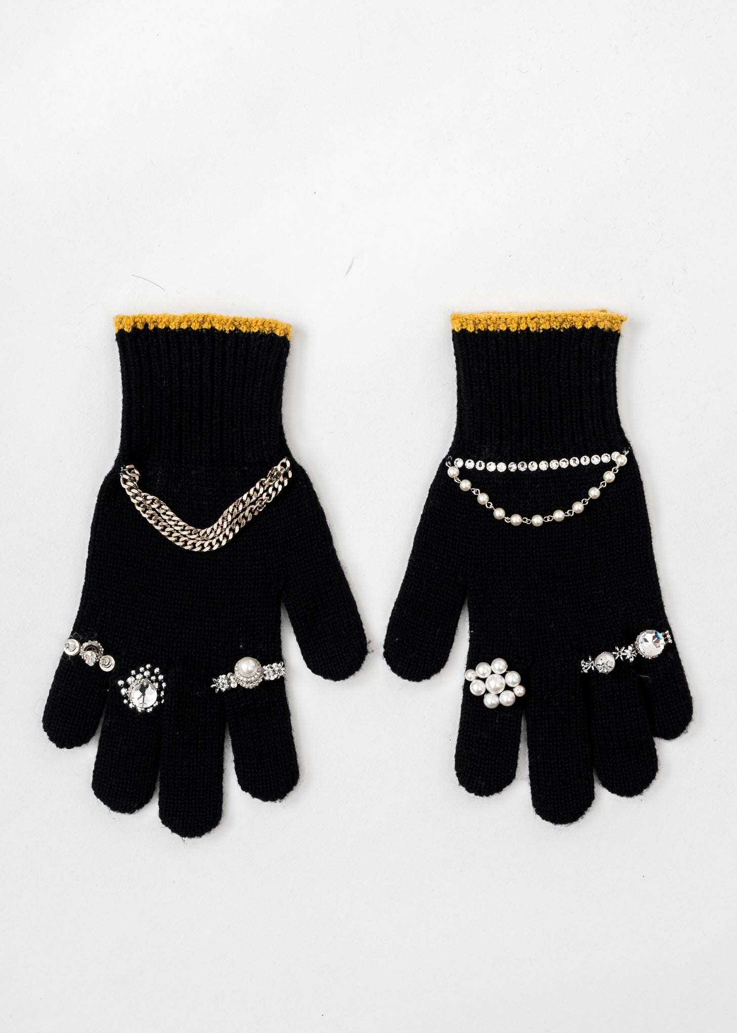 Doublet Knit Gloves With Rings - Black | Garmentory