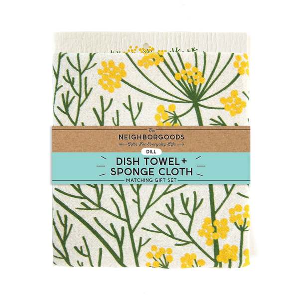 The Neighborgoods Dill Dish Towel + Sponge Cloth Gift Set