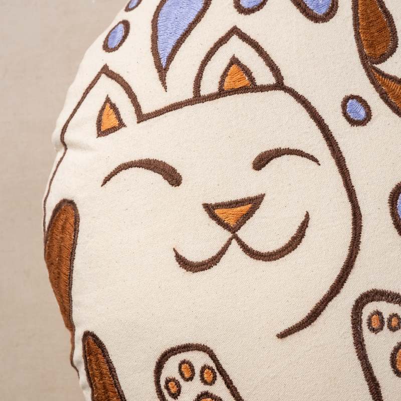 Ten Thousand Villages Embroidered Cat Pillow - Thumbnail 3