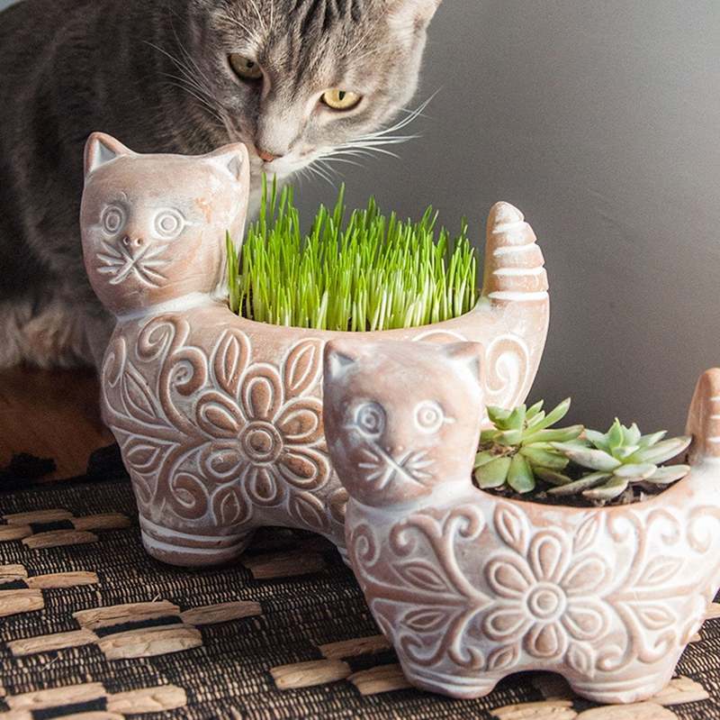 Ten Thousand Villages Garden Kitty Planter