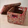 Ten Thousand Villages Lidded Sari Storage Basket 10.5H - Thumbnail 1