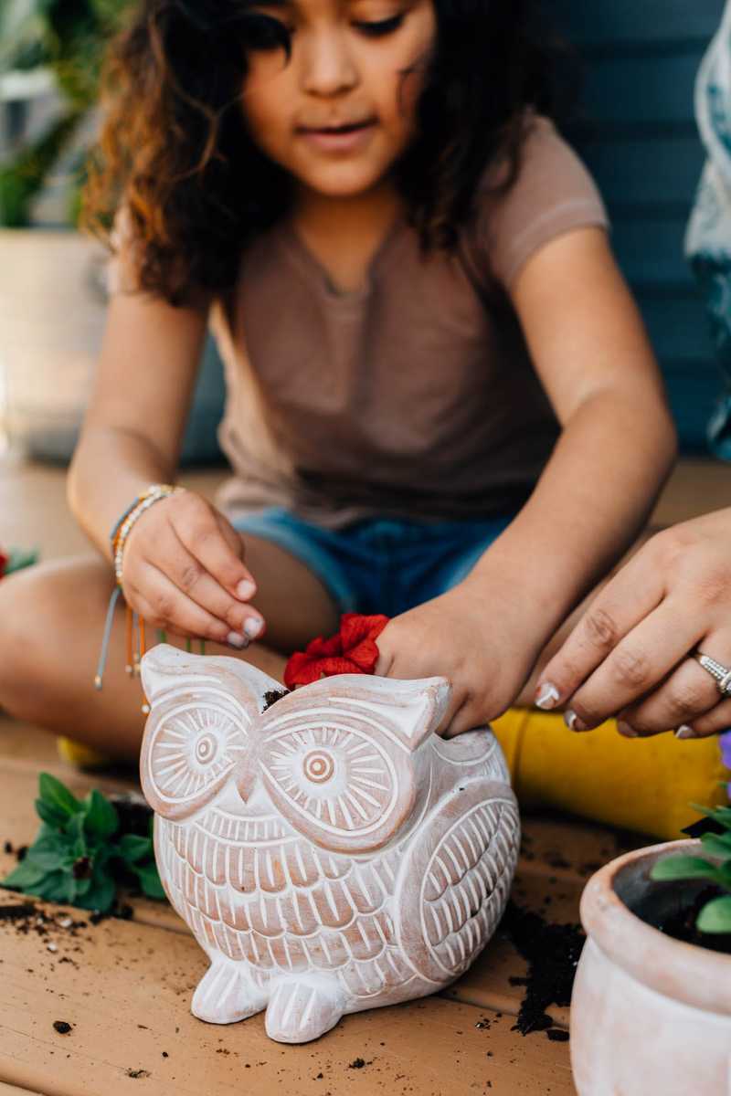 Ten Thousand Villages Owl Planter