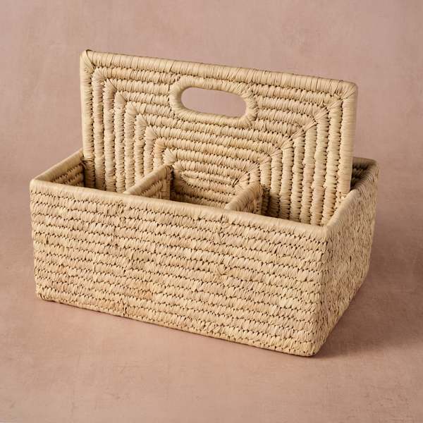 Ten Thousand Villages Pleta Woven Date Palm Leaf Utensil Caddy
