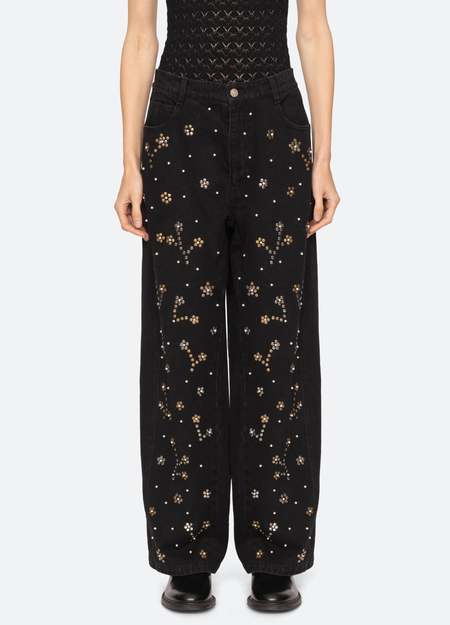 パンツ SEA Seavalley SEA FLORAL DENIM TROUSERS SEA Seavalley SEA FLORAL DENIM TROUSERS