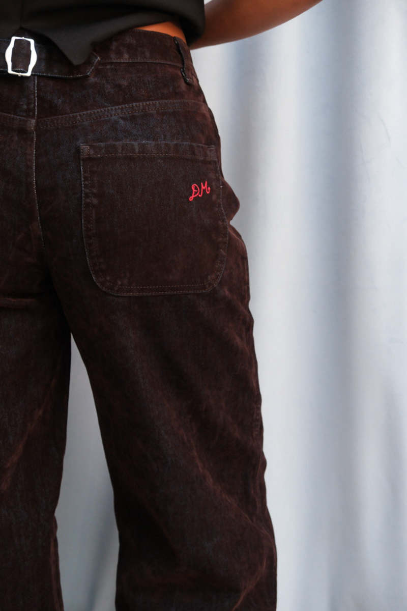 DAMSON MADDER Drew Flocked Jeans - Fig DAMSON MADDER Drew Flocked Jeans - Fig