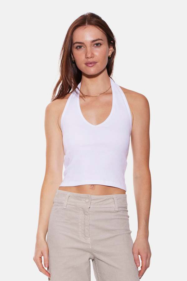 The Tile Club Halle Rib Halter Top
