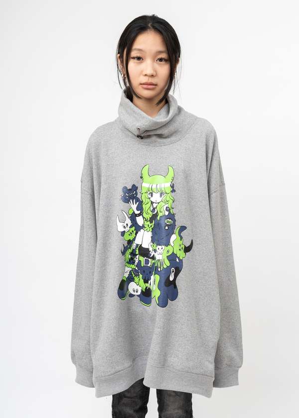 Kidill Punk Girl Raglan Pull-Over Sweatshirt - Gray