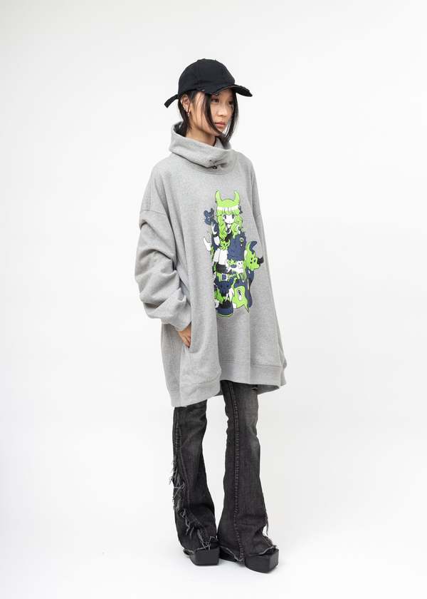 Kidill Punk Girl Raglan Pull-Over Sweatshirt - Gray