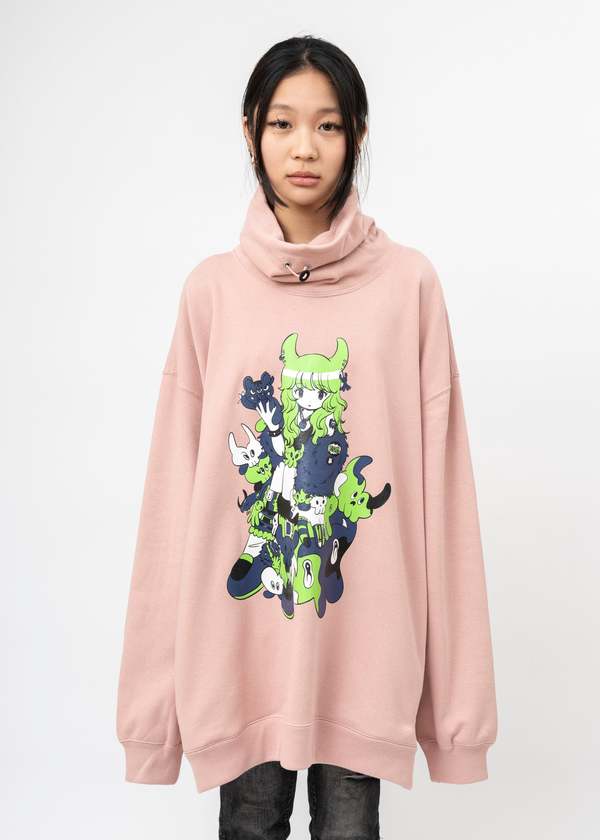 Kidill Punk Girl Raglan Pull-over Sweatshirt - Pink