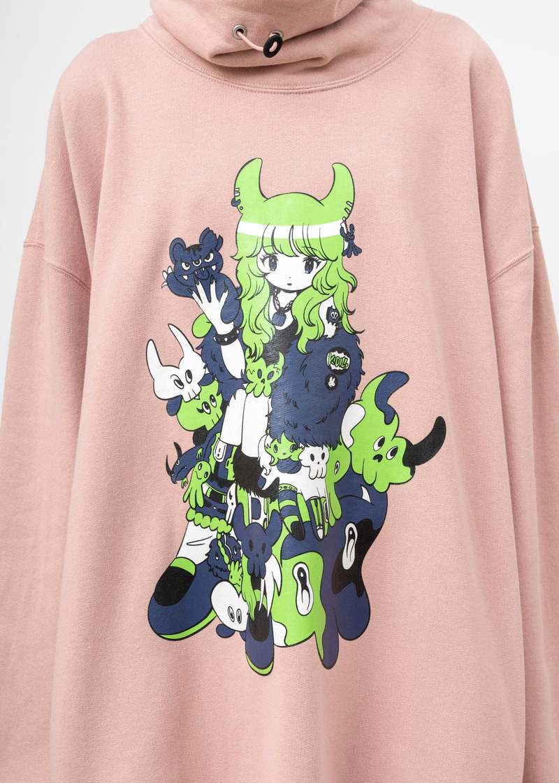 Kidill Punk Girl Raglan Pull-over Sweatshirt - Pink