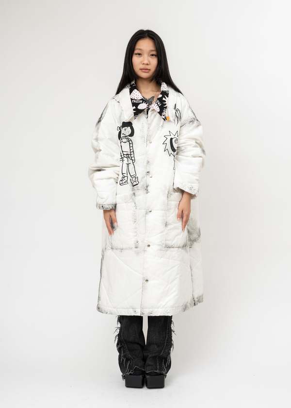 Kidill Fresh Quilted Oversized Coat - White