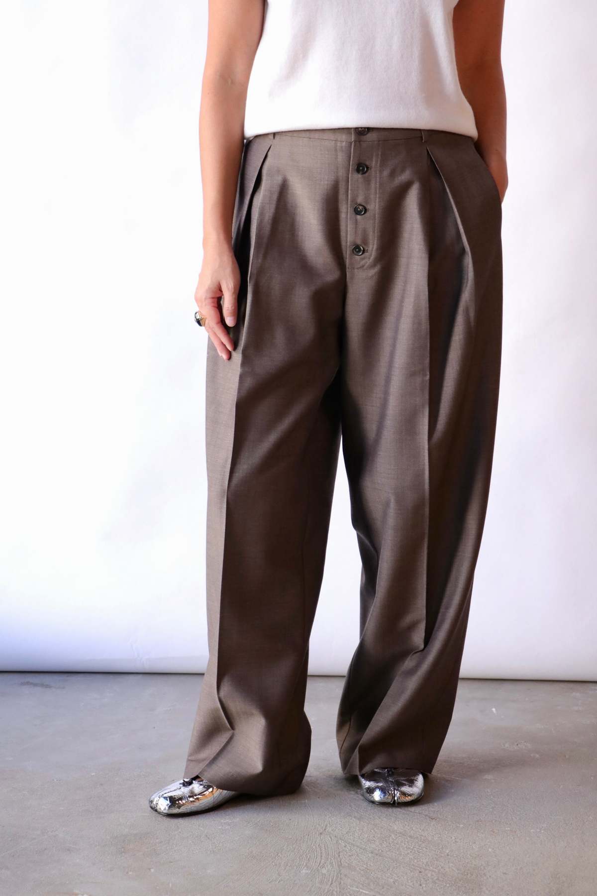Cordera Tailoring Mohair Buttoned Pants - Image 1 of 5