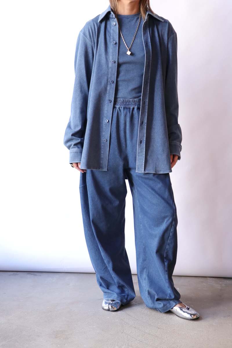 Tibi Stretch Denim Easy Shirt - Classic Wash