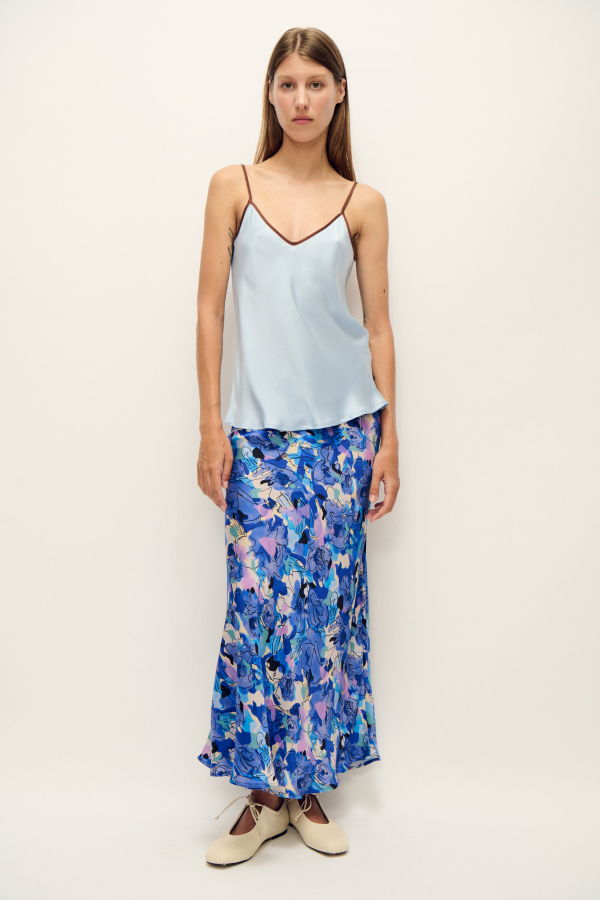 Silk Laundry Bias Cut Cami - Cornflower