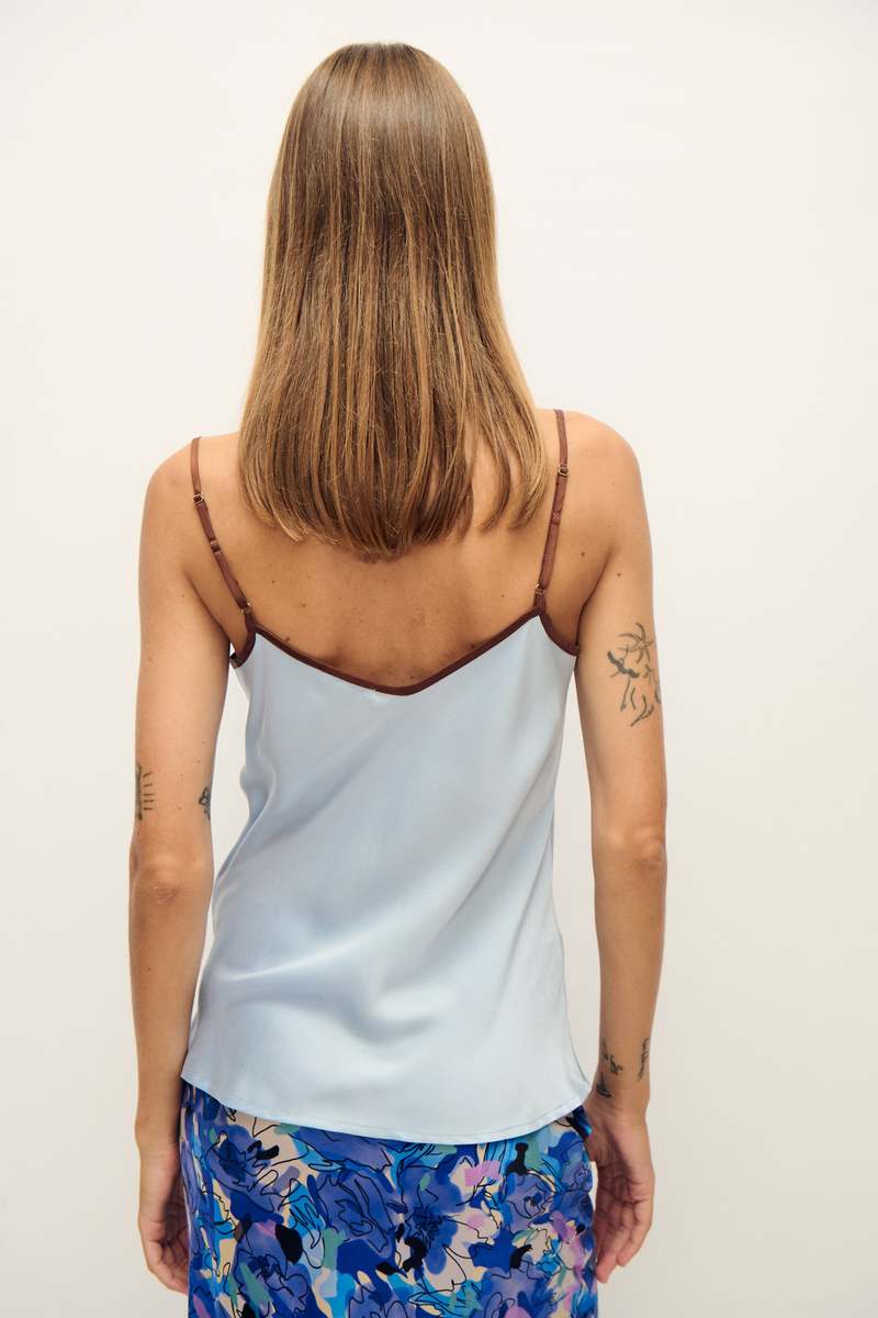Silk Laundry Bias Cut Cami - Cornflower
