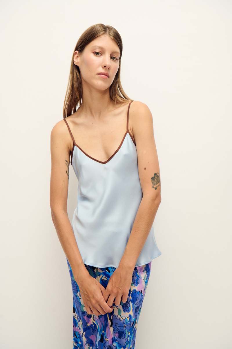 Silk Laundry Bias Cut Cami - Cornflower