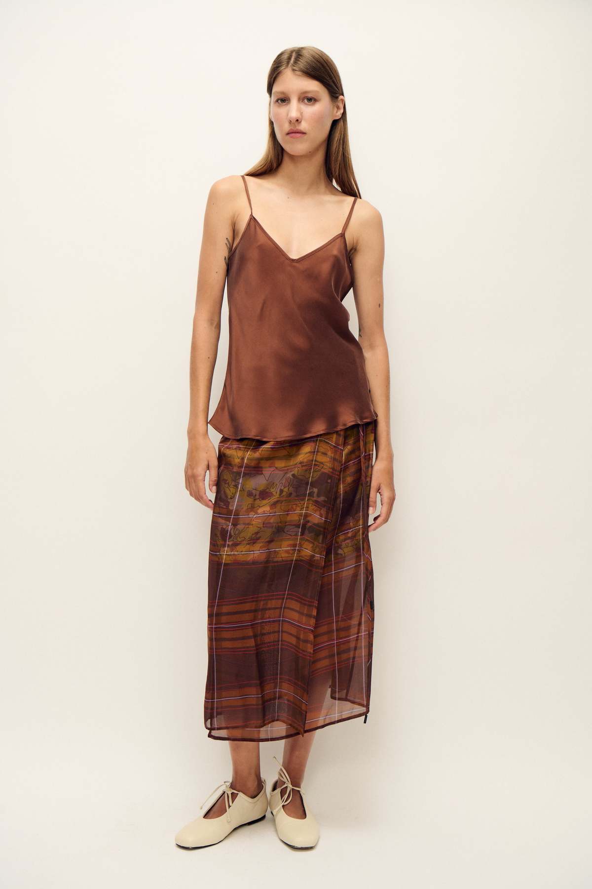 Silk Laundry Bias Cut Cami - Root - Image 2 of 4