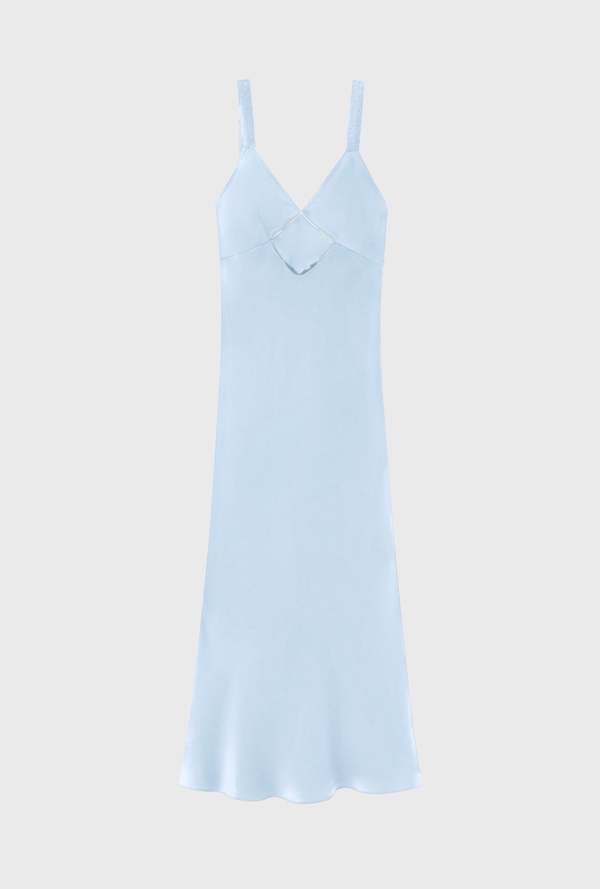 blue diamond silk dress Diamond Halter Bias Maxi Slip Bridesmaid Dress With Convertible Straps In  French Blue