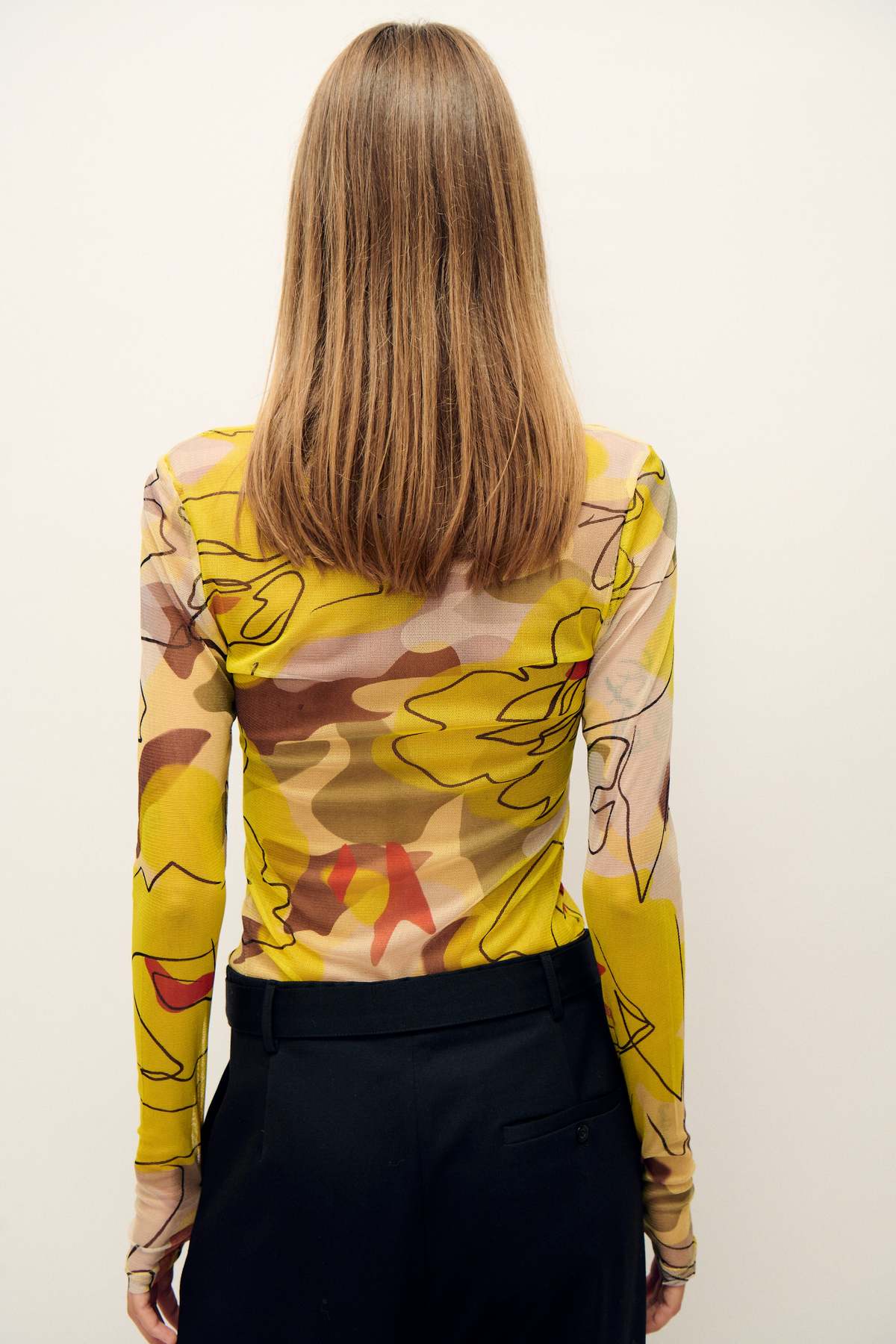 Silk Laundry Mesh Long Sleeve Top - Sunflower Floral - Image 4 of 4
