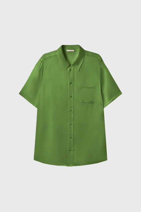 Silk Laundry Short Sleeve Boyfriend Shirt - Fields