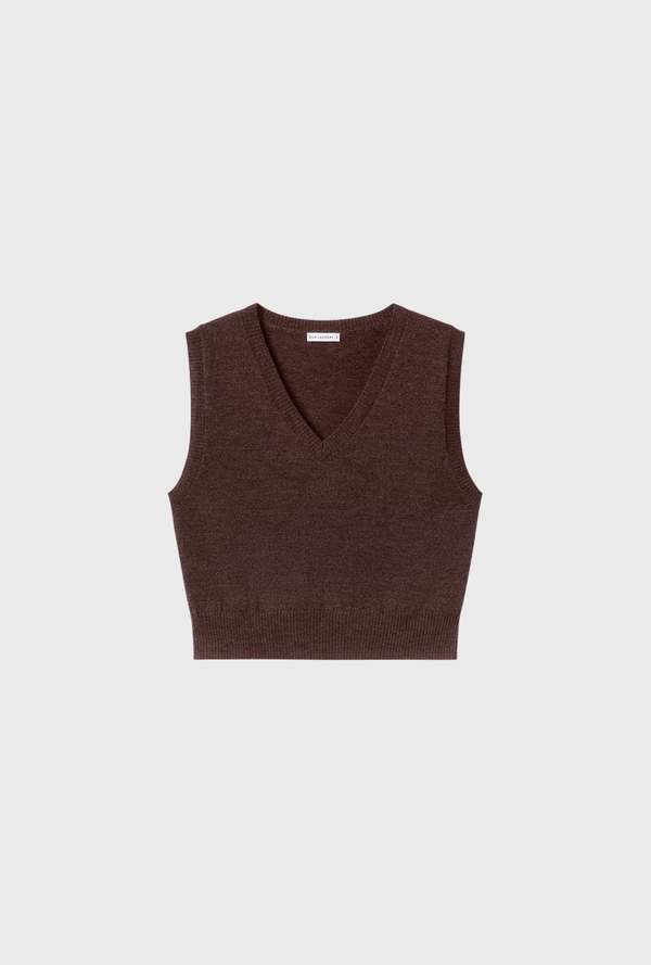 Silk Laundry Wool V-Neck Sweater Vest - Root