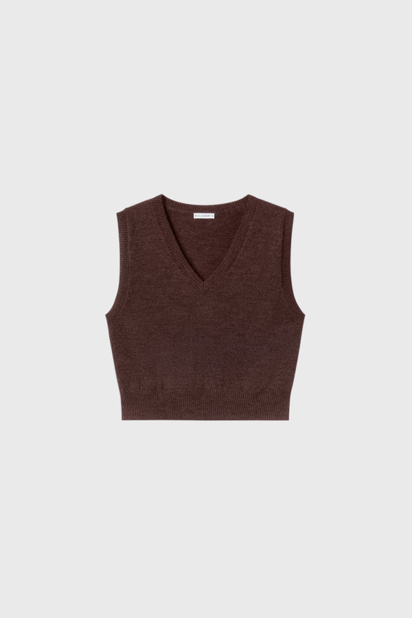 Silk Laundry Wool V-Neck Sweater Vest - Root