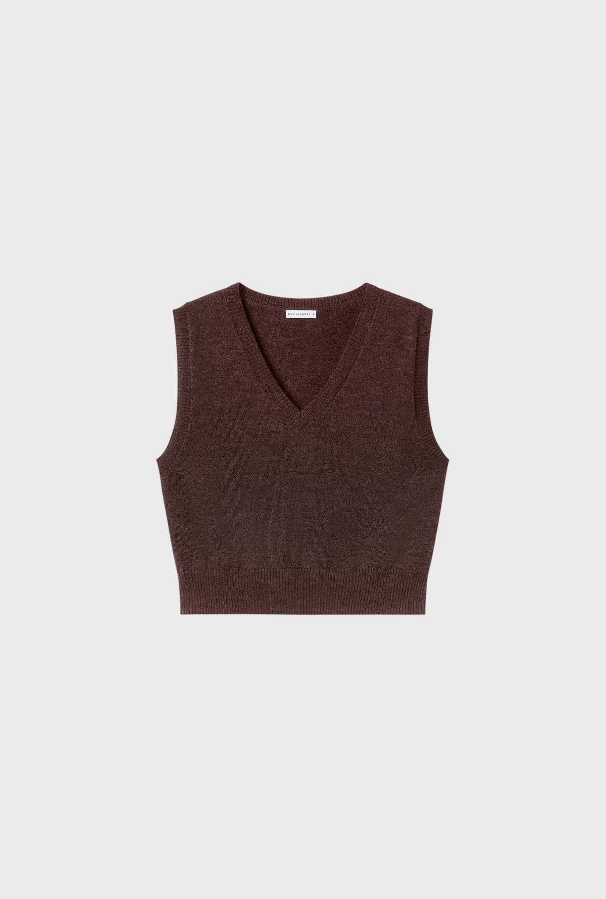 Silk Laundry Wool V-Neck Sweater Vest - Root - Image 1 of 2