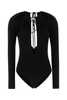 MARINE SERRE Stretch Viscose Bodysuit - Black - Thumbnail 1
