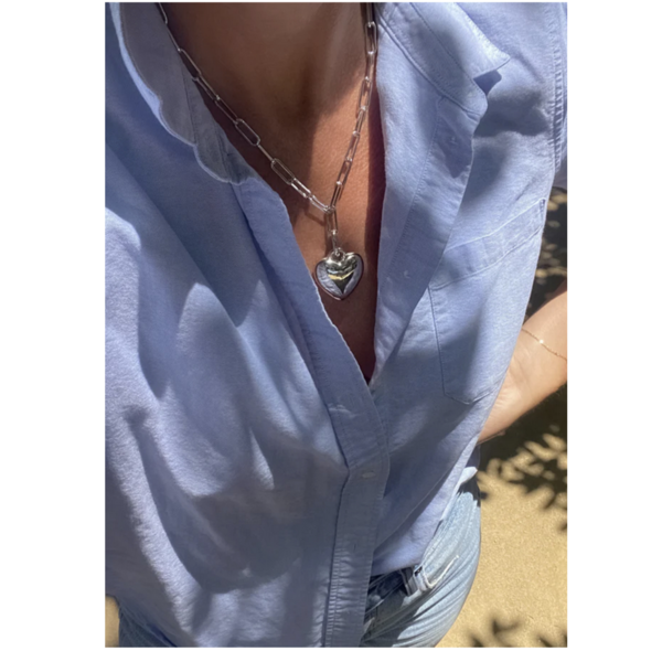 LADYBIRD Aurelie Puffy Heart Link Necklace - Silver