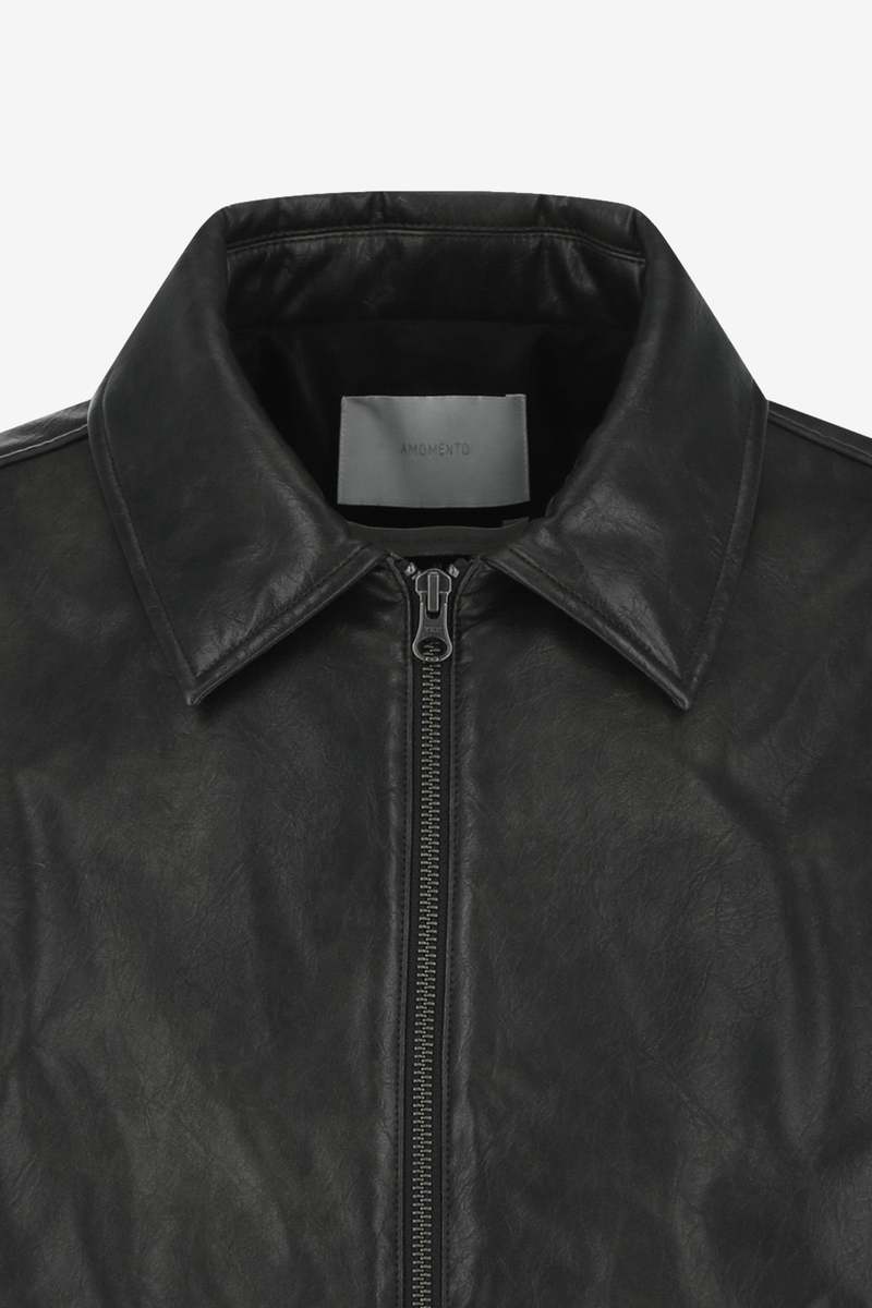AMOMENTO Vegan Leather Blouson Jacket