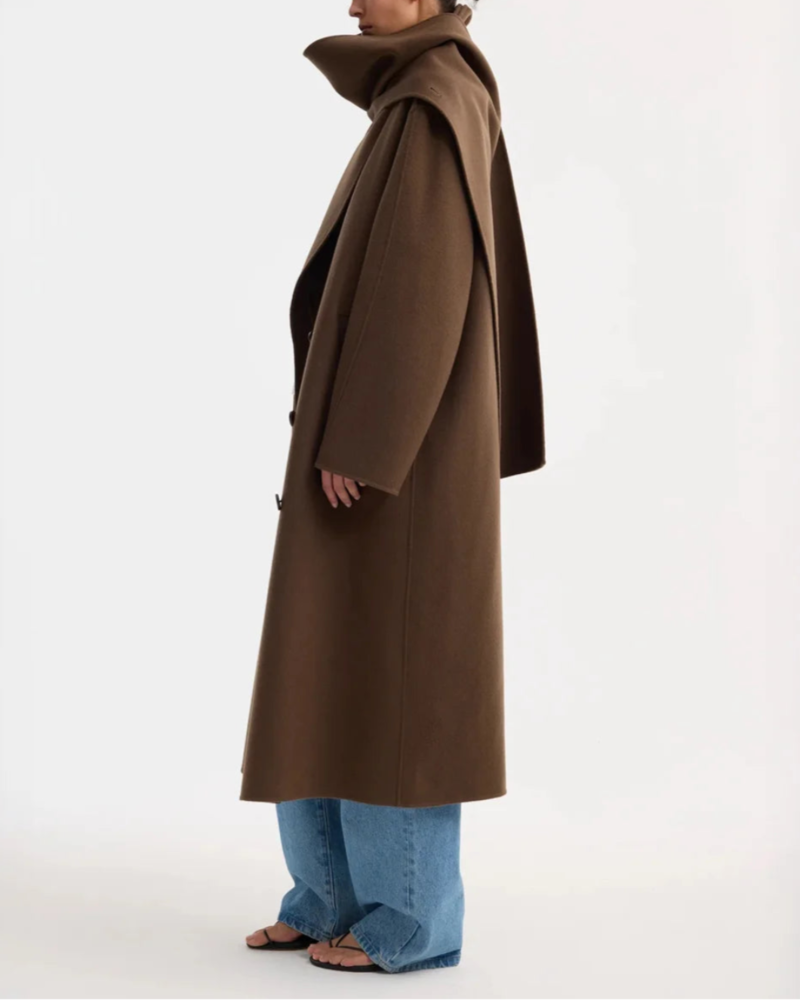 Rohe Signature Double-Faced Scarf Coat - Brown