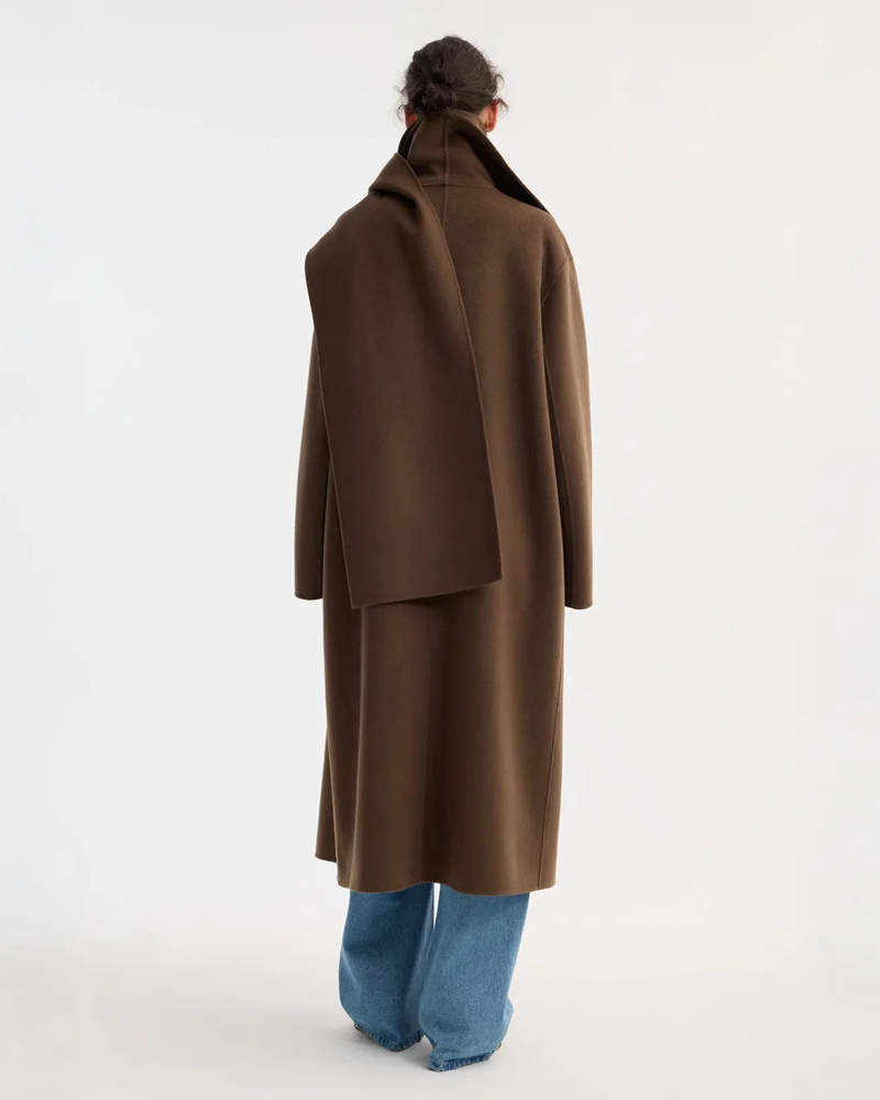Rohe Signature Double-Faced Scarf Coat - Brown