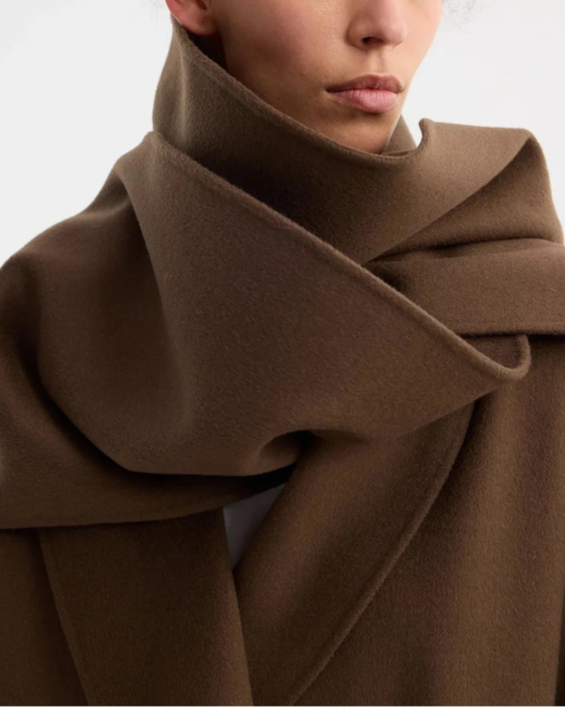 Rohe Signature Double-Faced Scarf Coat - Brown