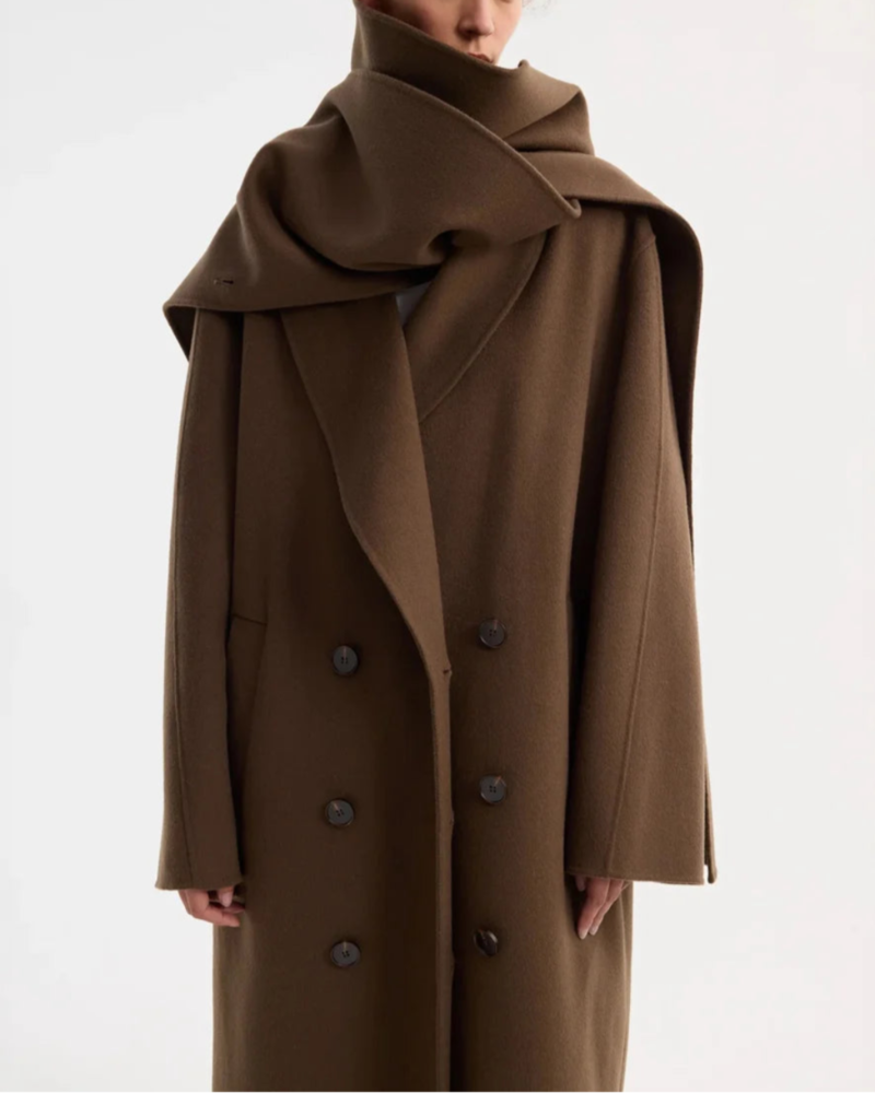 Rohe Signature Double-Faced Scarf Coat - Brown