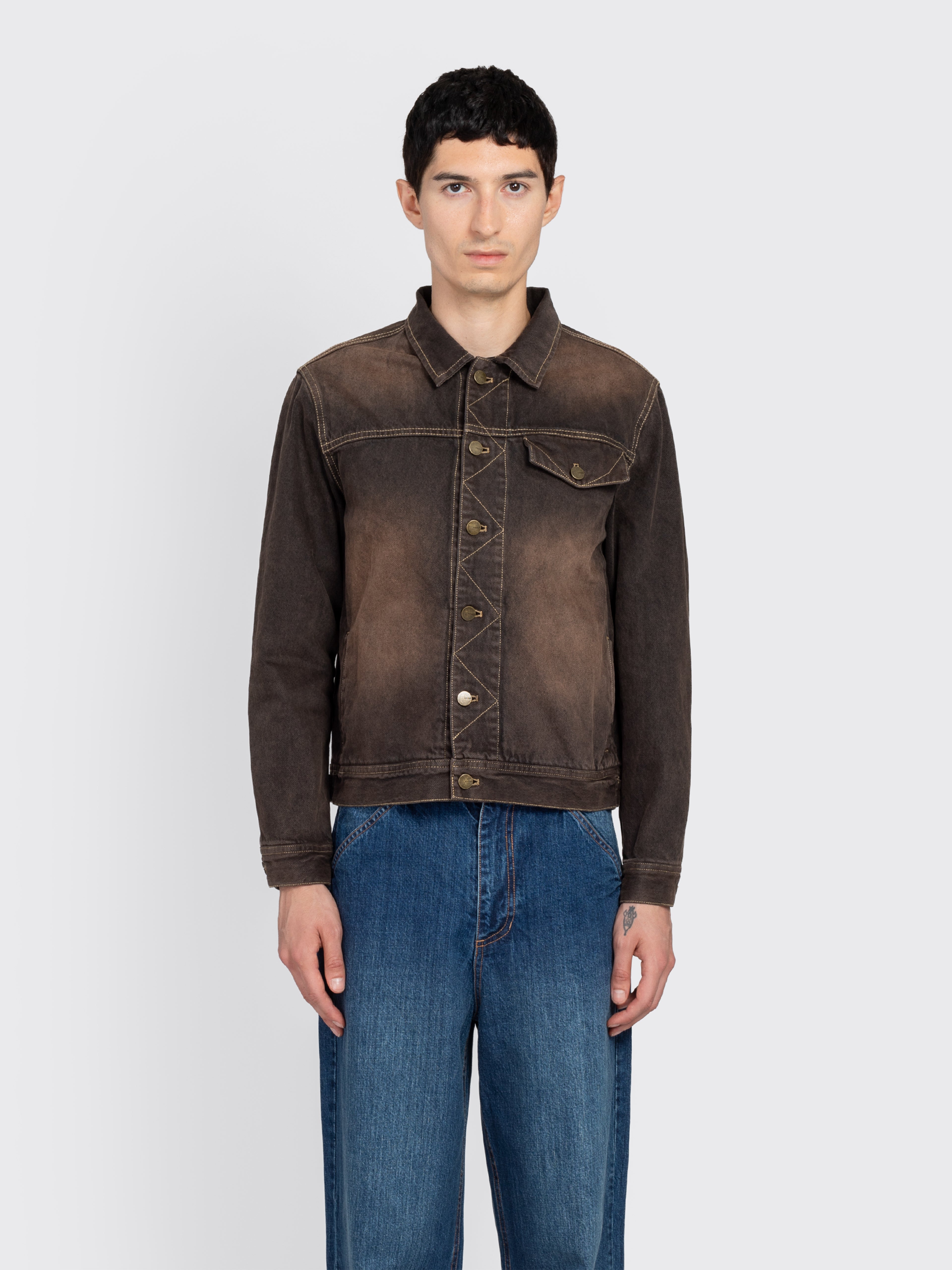 Carter Young Overdyed Denim Arch Jacket - Brown | Garmentory