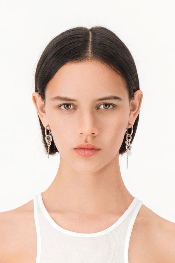 Justine Clenquet Abel Pearl Earrings - Silver