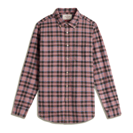 Strike Gold Brushed Flannel Check Nel Work Shirt - Navy