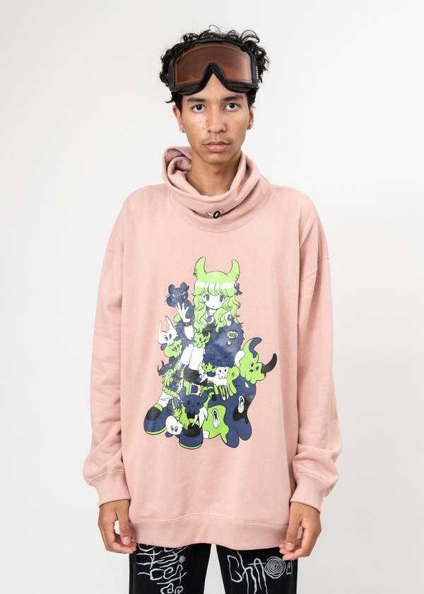 Kidill Punk Girl Raglan Pull-over Sweatshirt - Vintage Pink