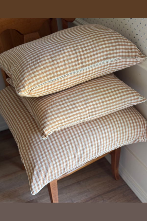 KD weave Tan Gingham Pillow Cover