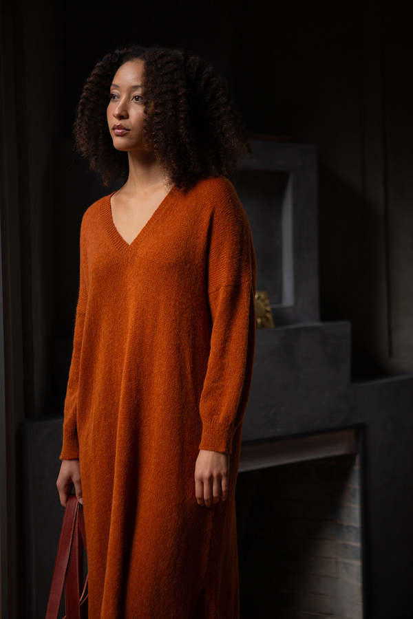 erica knit dress Annabelle Alpaca Wool Silk Sweater in Kabocha 1 DINNERDATE