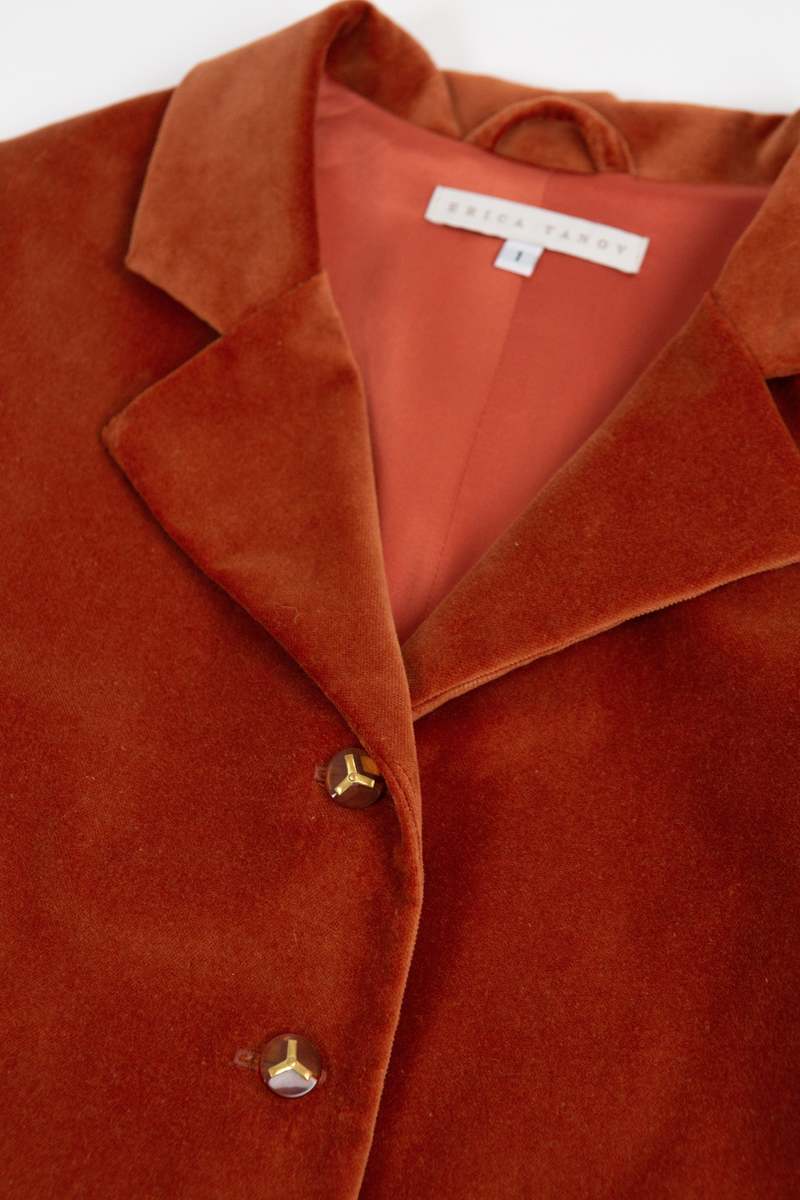 Erica Tanov Buddy Cotton Velvet Blazer - Cinnamon